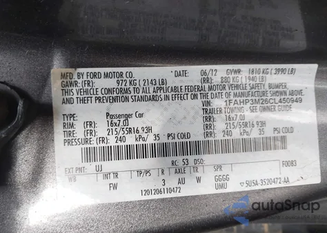 2012 Ford Focus Sel z USA, uszkodzony, nr VIN 1FAHP3M26CL450949